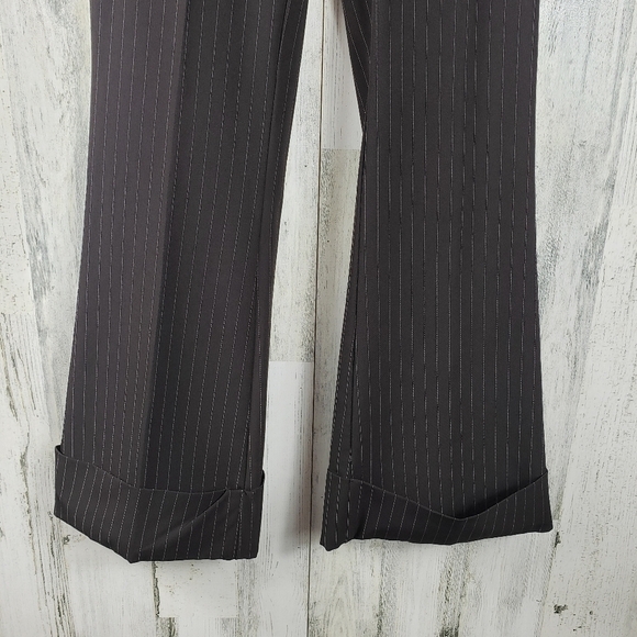 I.L.U brown and white striped flare dress pants juniors size 7 - Picture 3 of 12